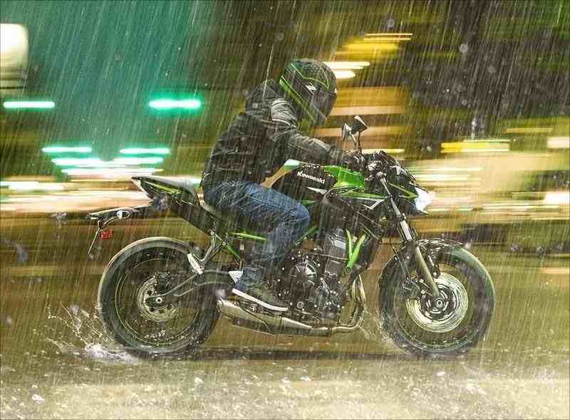 riding a motorcycle in the rain