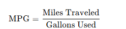 Calculate your MPG using the formula