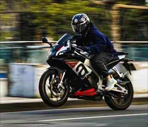 Riding a motorcycle
