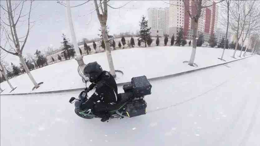 riding a motorcycle in the winter